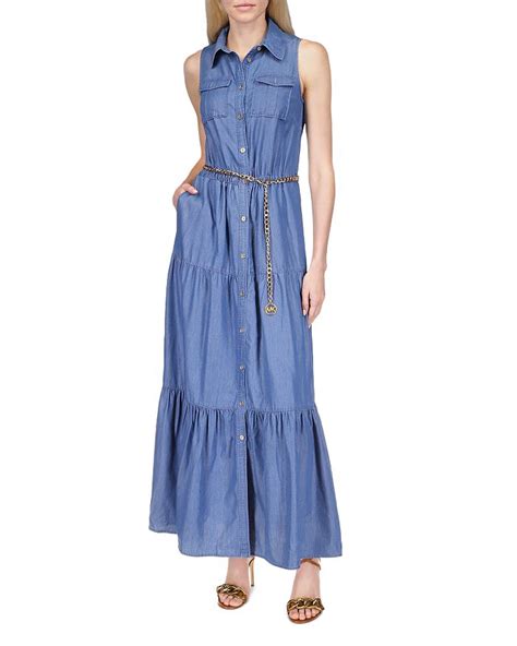 Michael Kors Tiered Chambray Dress Women 